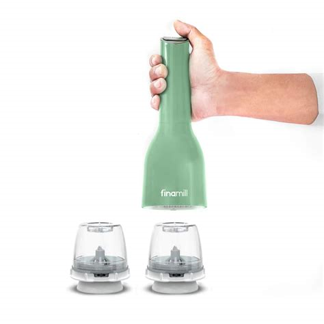 FinaMill Battery Operated Pepper Mill & Spice Grinder - All in One - Sage Gloss