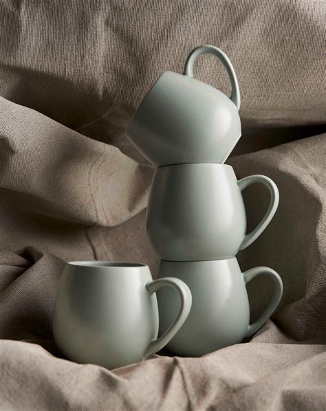 Stoneware Hug Mug (4pk) - Pale Eucalyptus - Robert Gordon - 400ml Capacity