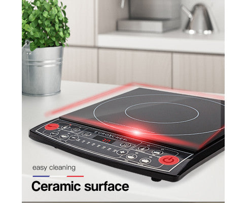EuroChef Electric Induction Portable Cooktop Ceramic Hot Plate Kitchen Cooker 10AMP