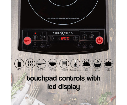 EuroChef Electric Induction Portable Cooktop Ceramic Hot Plate Kitchen Cooker 10AMP