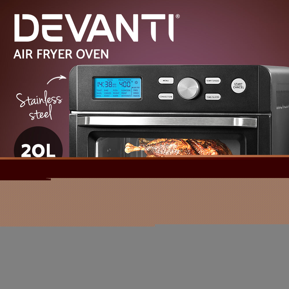 Devanti 20L Air Fryer Convection Oven LCD Fryers Kitchen Cooker Accessories