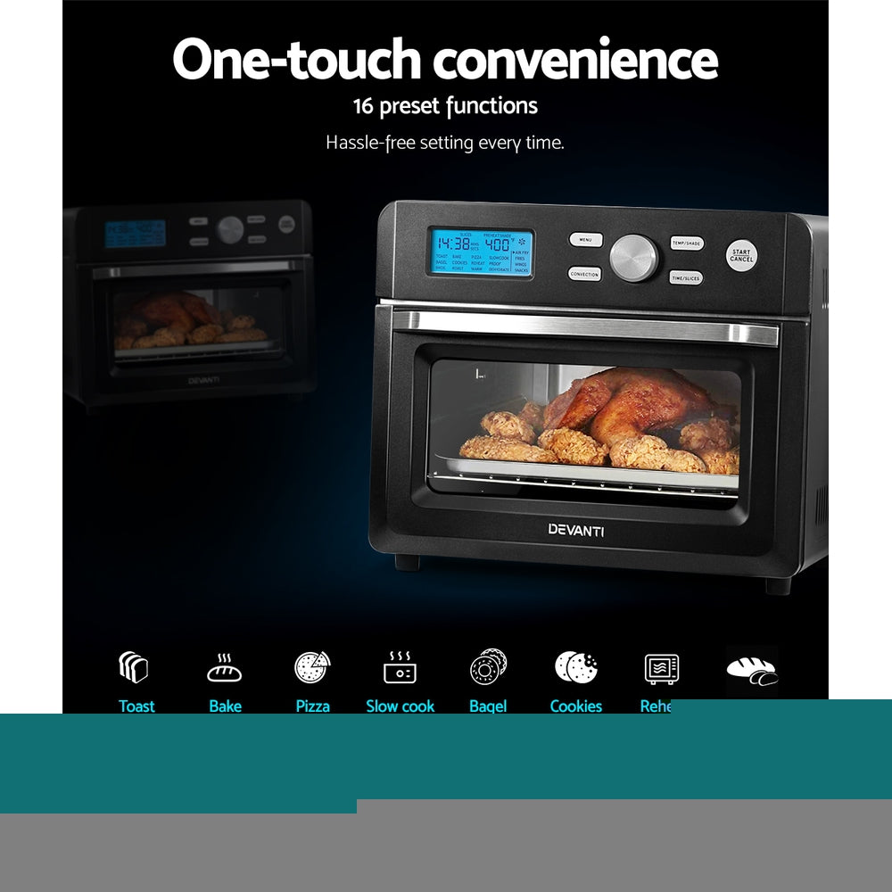 Devanti 20L Air Fryer Convection Oven LCD Fryers Kitchen Cooker Accessories