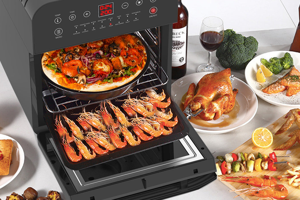 EUROCHEF 16L Digital Air Fryer Electric with Rotisserie - Black