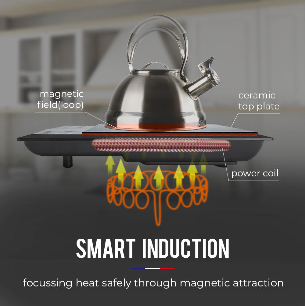 EuroChef Electric Induction Portable Cooktop Ceramic Hot Plate Kitchen Cooker 10AMP
