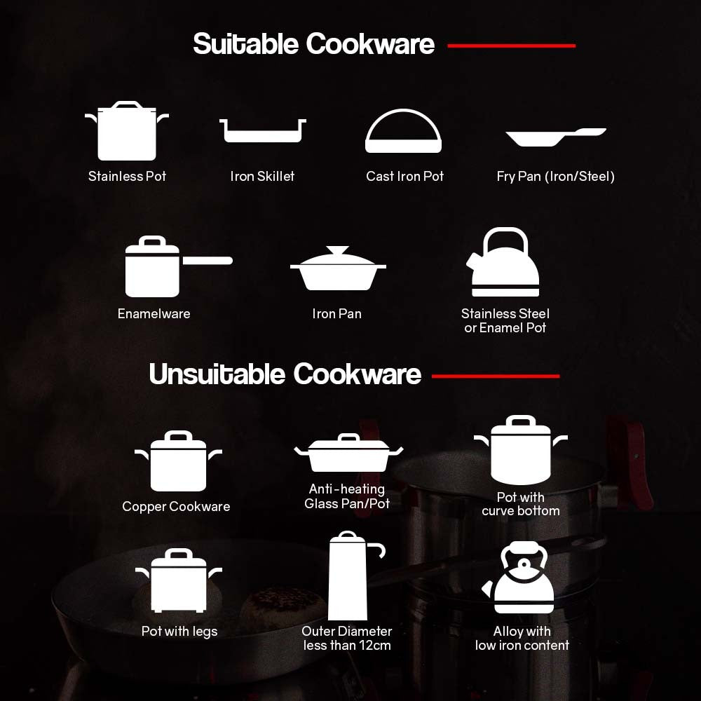 EuroChef Electric Induction Portable Cooktop Ceramic Hot Plate Kitchen Cooker 10AMP