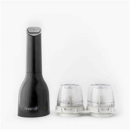 FinaMill Battery Operated Pepper Mill & Spice Grinder - All in One - Midnight Black Gloss
