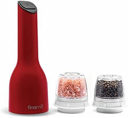 FinaMill Battery Operated Pepper Mill & Spice Grinder - All in One - Sangria Red Gloss