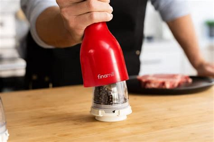 FinaMill Battery Operated Pepper Mill & Spice Grinder - All in One - Sangria Red Gloss