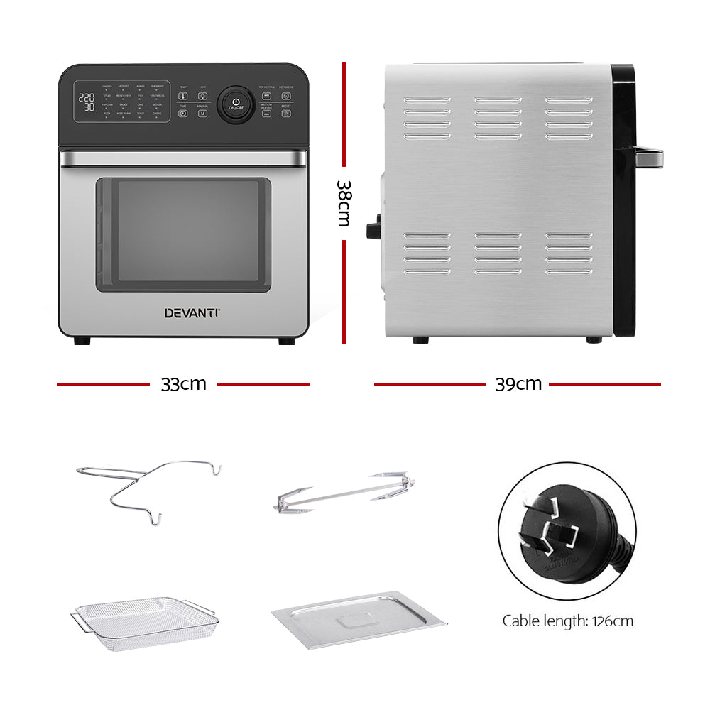 Devanti Air Fryer 18L Fryers Oil Free Oven - 16 Preset Functions