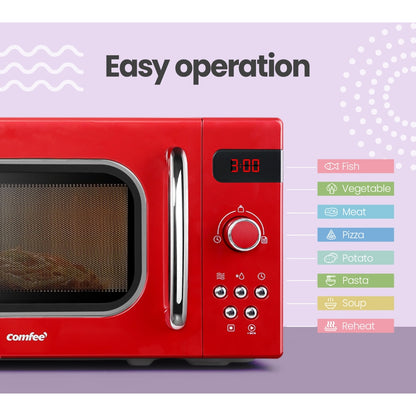 Comfee 20L Microwave Oven 800W Countertop Benchtop Kitchen 8 Cooking Settings - Red