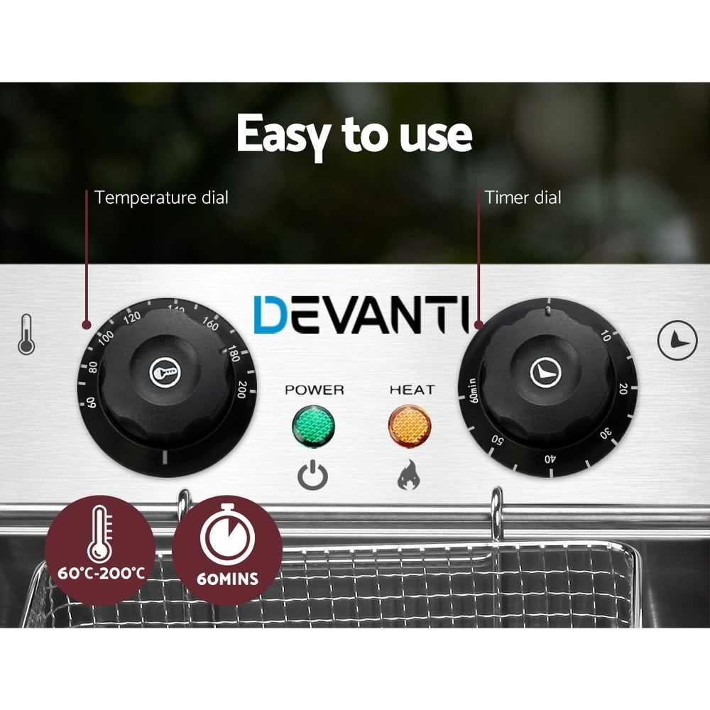 Devanti Commercial Electric Single Deep Fryer - Silver
