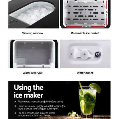 Devanti 2.2L Ice Maker 12KG Portable Ice Makers Cube Tray Bar Home Countertop