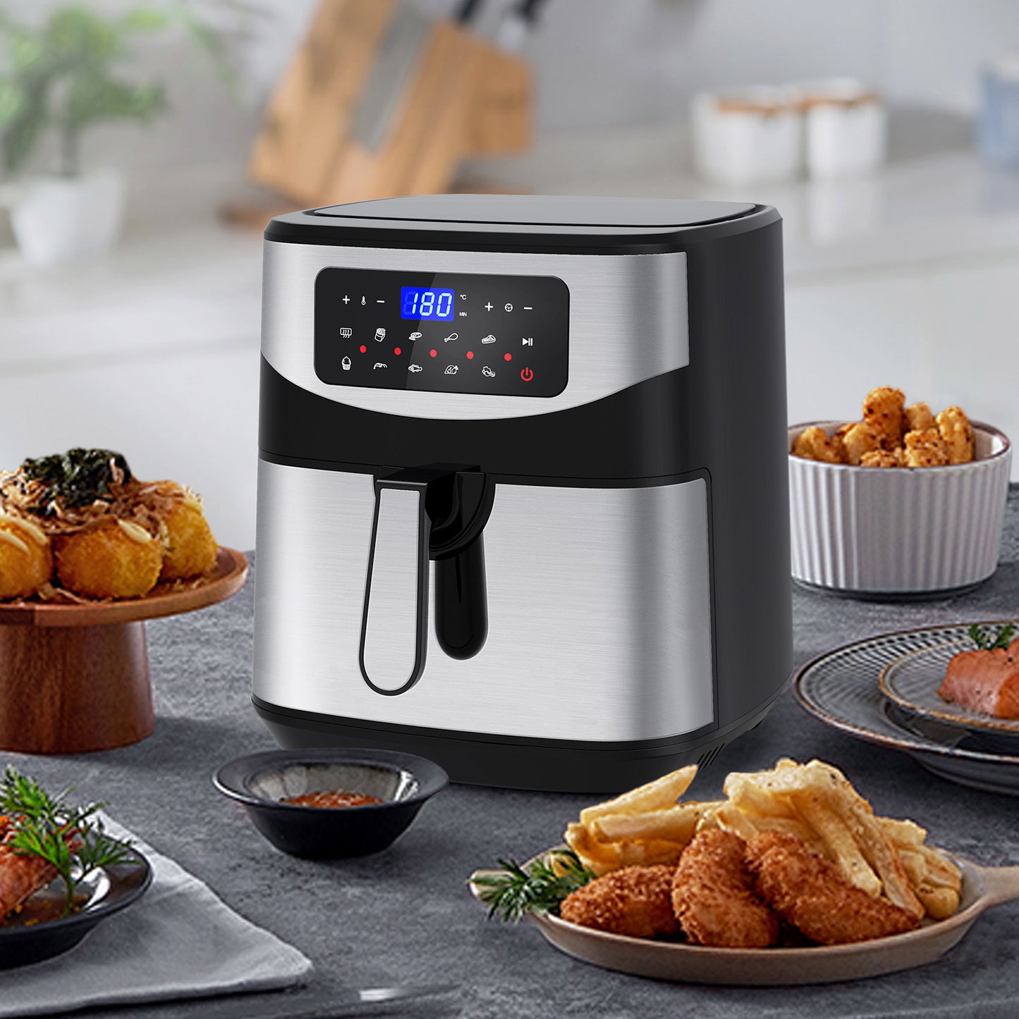 Kitchen Couture 12 Litre Air Fryer Multifunctional LCD One Touch Display - Silver