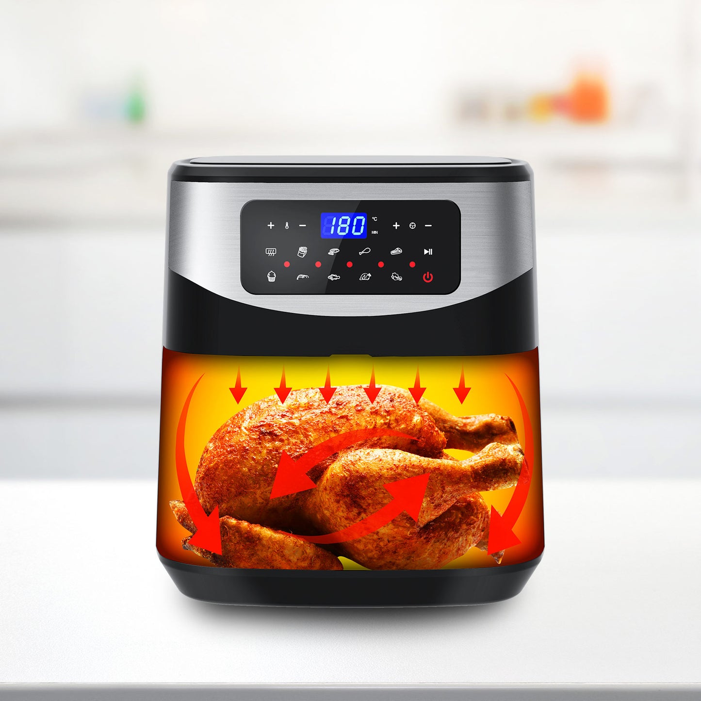 Kitchen Couture 12 Litre Air Fryer Multifunctional LCD One Touch Display - Silver