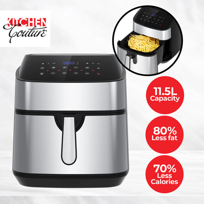 Kitchen Couture 11.5 Litre Air Fryer Multifunctional LCD Digital Display - Silver
