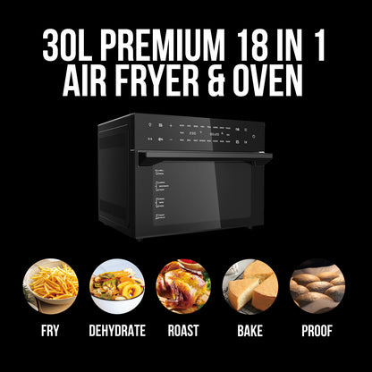 Kitchen Couture 30 Litre Air Fryer Oven 18 Presets 5-in-1 Multifunctional Black