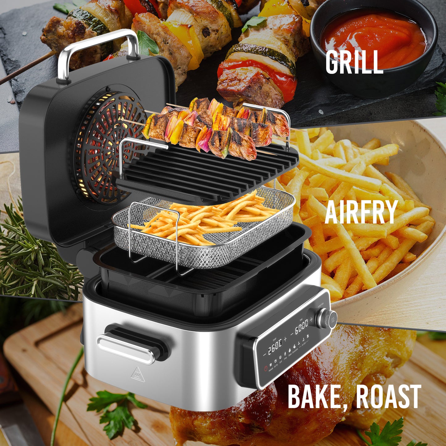 Kitchen Couture Top Loading Air Grill Family XL Air Fryer Stainless Steel - Silver