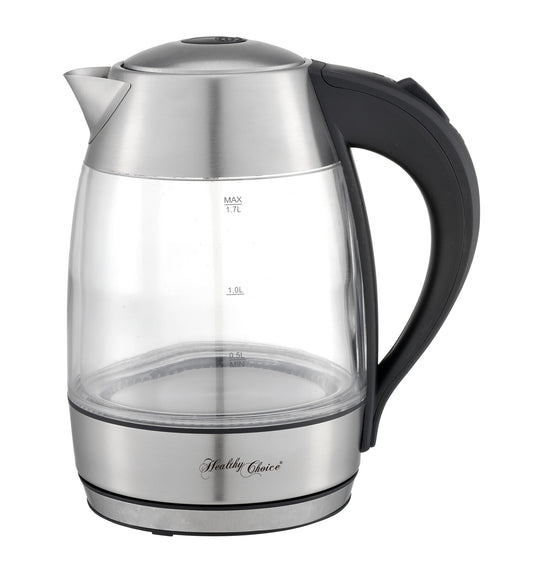 Healthy Choice 1.7 Litre Glass Kettle with 360 degrees Rotational Base