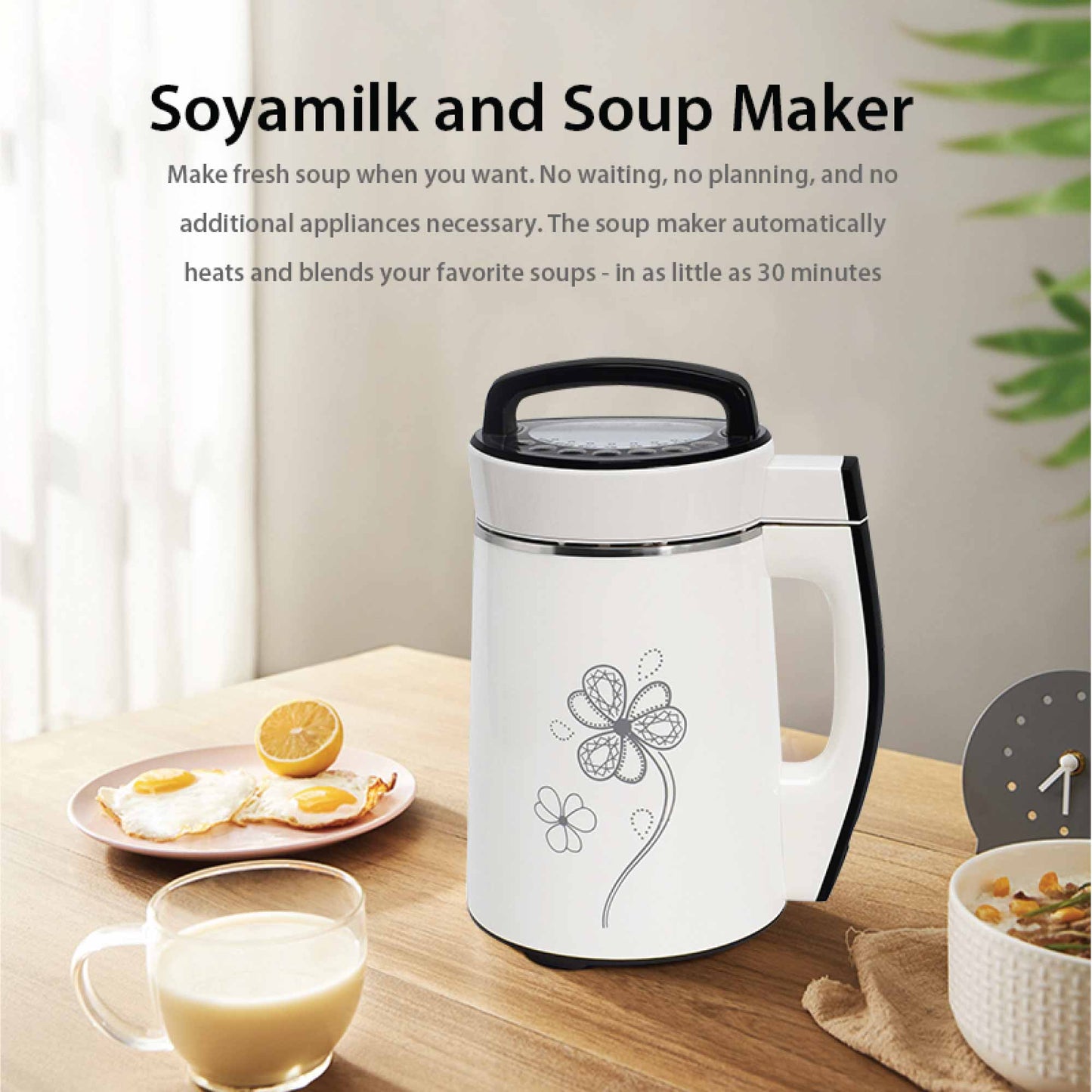 Electric Soy Bean Milk and Soup Maker Machine -Automatic Soya Almond Nut Blender