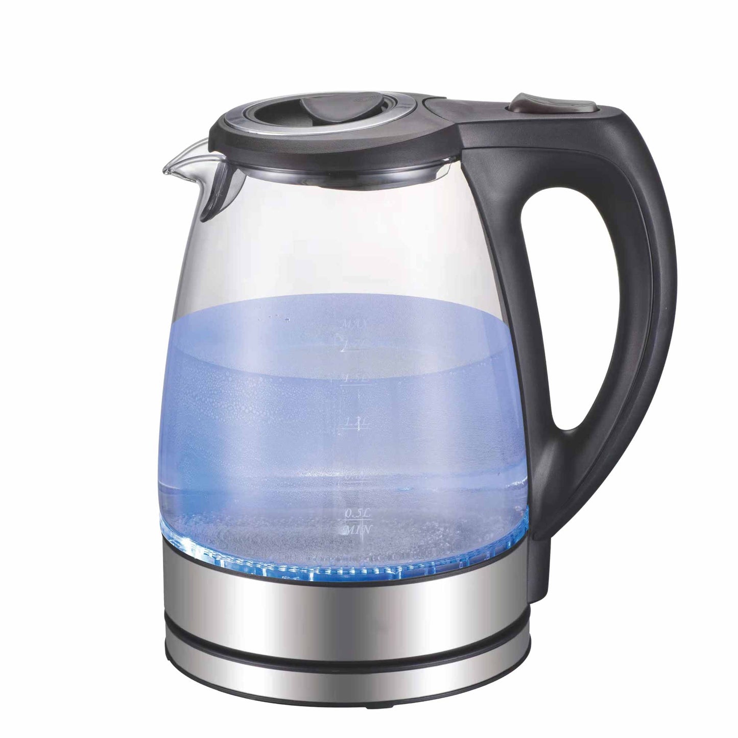 Kitchee 1.7L Electric Glass Kettle LED Blue Light 360 Automatic Cordless Water Boiling Jug