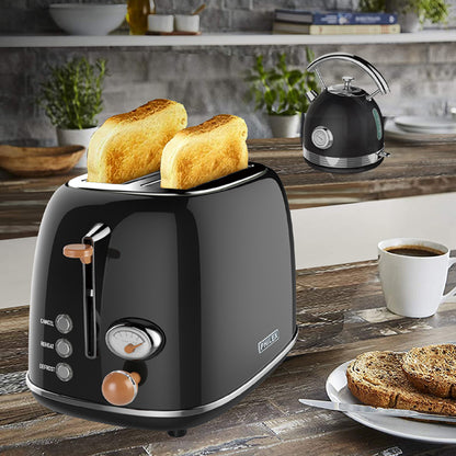 PHILEX 2-Slice Toaster Bread Reheat Retro - Black