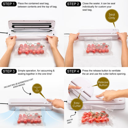 Home Ready 100W White Kitchen Vacuum Food Sealer Sous Vide Machine