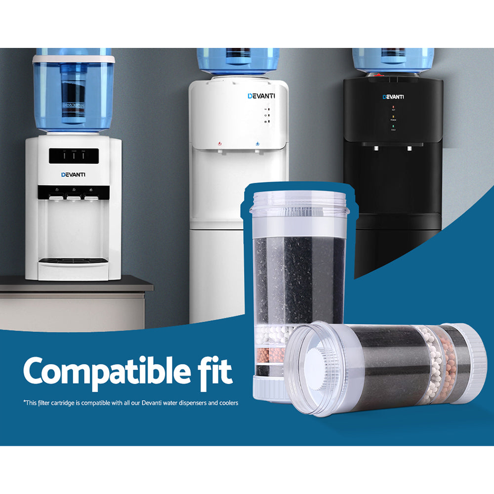 Devanti Water Cooler Filter Purifier 2 Pack Ceramic Carbon Mineral Cartridge